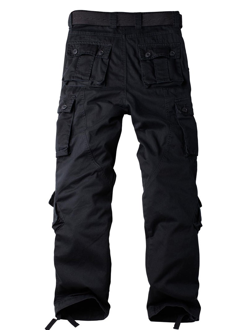 AKARMY Men's Camo Cargo Work Pants Cotton Military Army Casual Tactical Wild Combat Pants with 8 Pockets Black 40x32 - Image 2